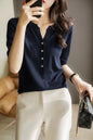 Knitwear Women's V-neck Fashion Half-open Collar Breasted Top