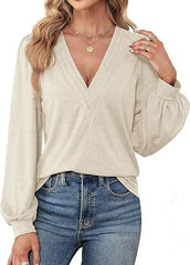 V-neck Casual Long Sleeve Top