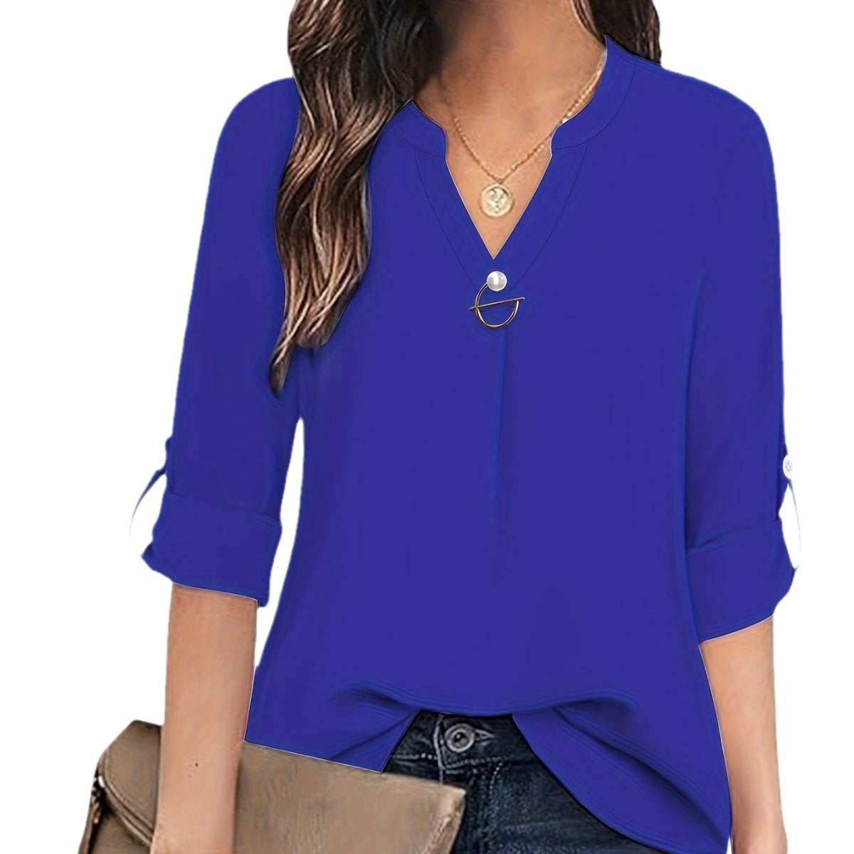 V-neck Shirt Long Sleeve With Cuff