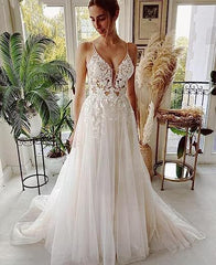 Women's Wedding Dress Lace Strap Backless