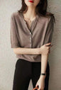 Knitwear Women's V-neck Fashion Half-open Collar Breasted Top