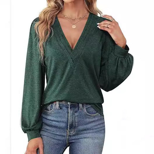 V-neck Casual Long Sleeve Top