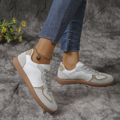 New Colorblock Lace-up Flats Shoes