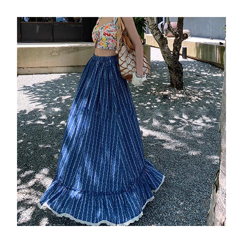 Blue And White Striped Skirt