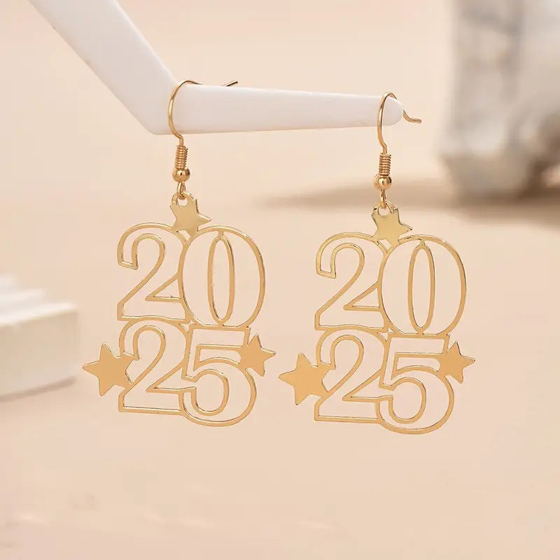 New Creative Gloden Number 2025 Dangle Earrings