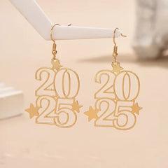 New Creative Gloden Number 2025 Dangle Earrings