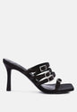 Times Up Diamante Buckle Mid Heel Sandals