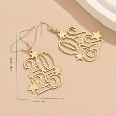 New Creative Gloden Number 2025 Dangle Earrings