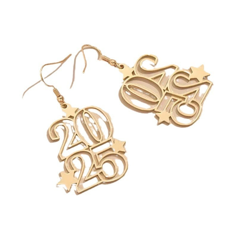 New Creative Gloden Number 2025 Dangle Earrings