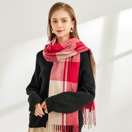 Artificial Cashmere Scarf Thickened Warm Tassel Shawl