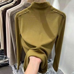 Double-sided Dralon Half-high Collar Long Sleeves Inner Bottoming Shirt