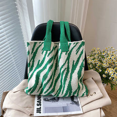 Zebra Pattern Knitted Bag Women