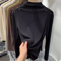 Double-sided Dralon Half-high Collar Long Sleeves Inner Bottoming Shirt