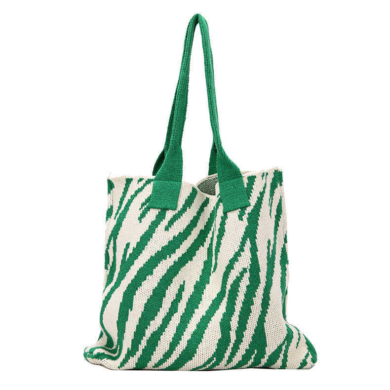 Zebra Pattern Knitted Bag Women