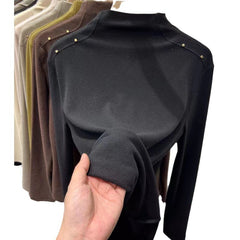 Double-sided Dralon Half-high Collar Long Sleeves Inner Bottoming Shirt