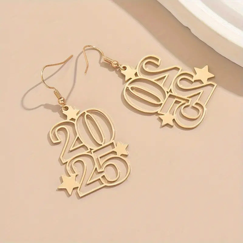 New Creative Gloden Number 2025 Dangle Earrings