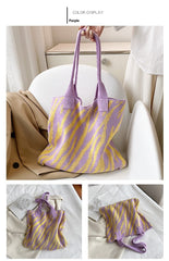 Zebra Pattern Knitted Bag Women