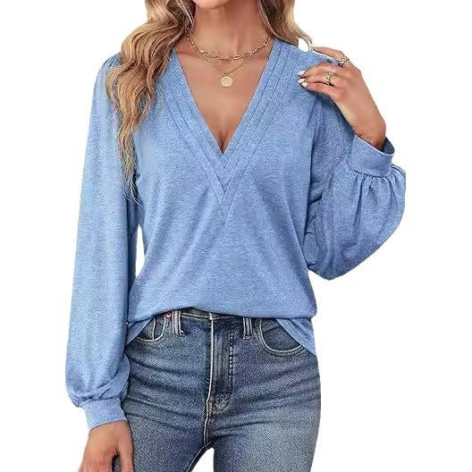 V-neck Casual Long Sleeve Top