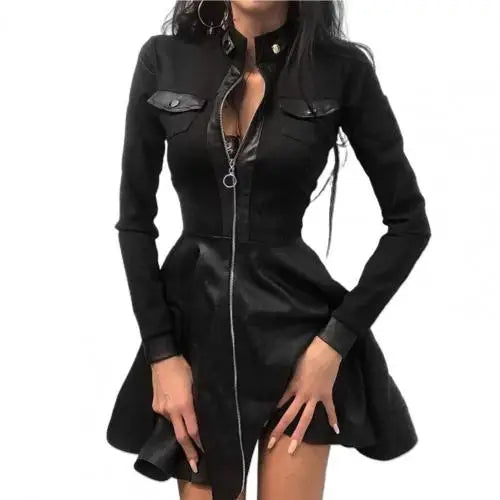 Fashion Dresses Women Lace Long Sleeve Zipper