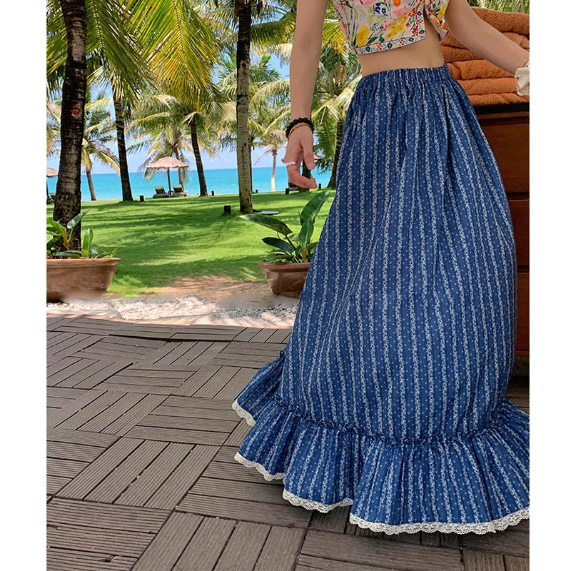 Blue And White Striped Skirt