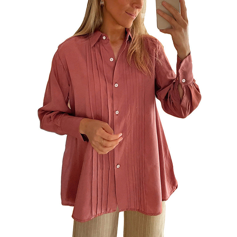 Cardigan Single-breasted Lapel Long Sleeve Shirt Women's Fashion