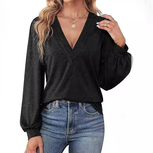 V-neck Casual Long Sleeve Top