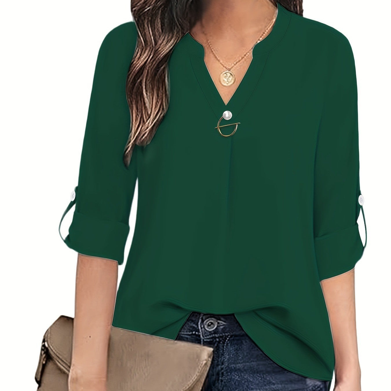 V-neck Shirt Long Sleeve With Cuff