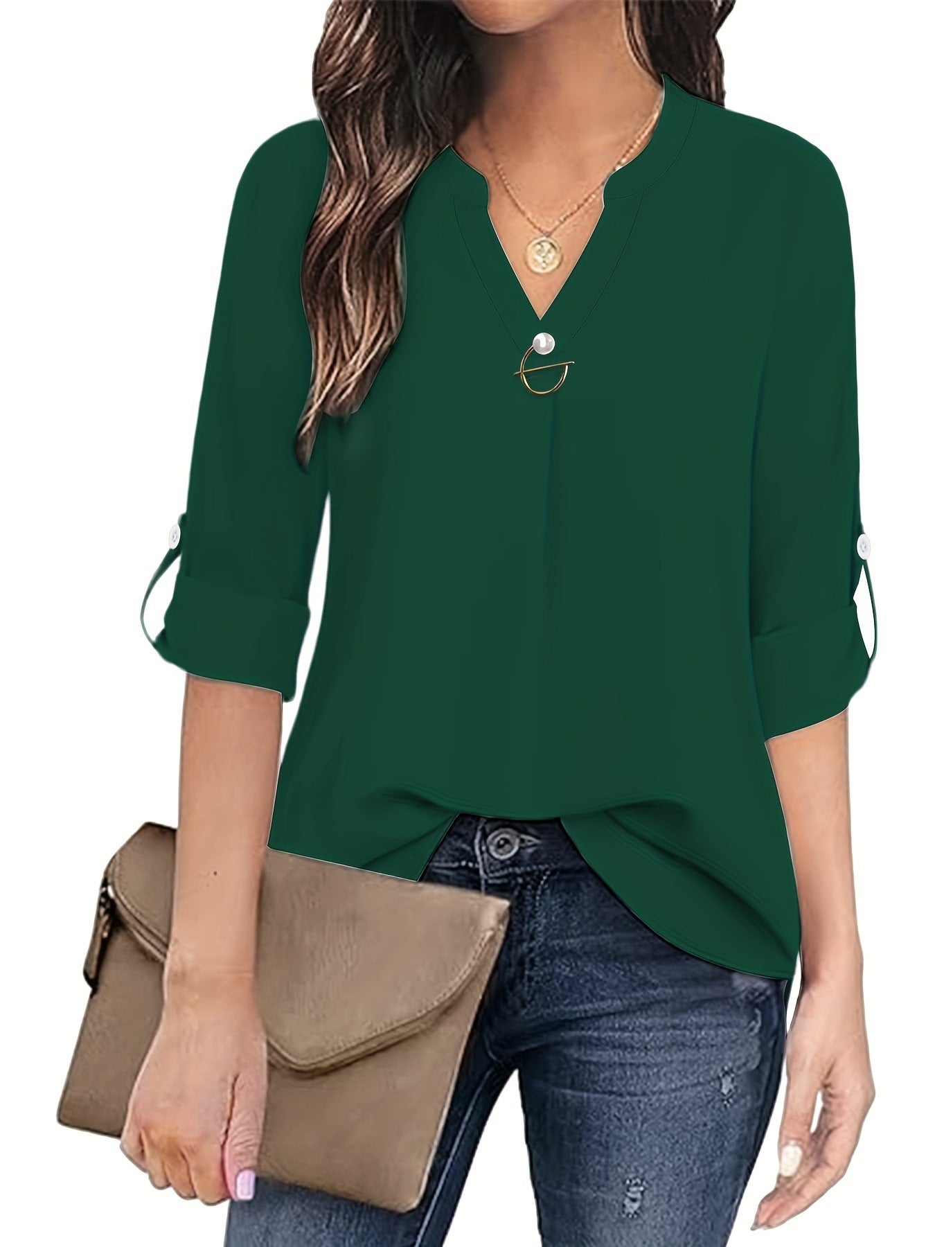 V-neck Shirt Long Sleeve With Cuff