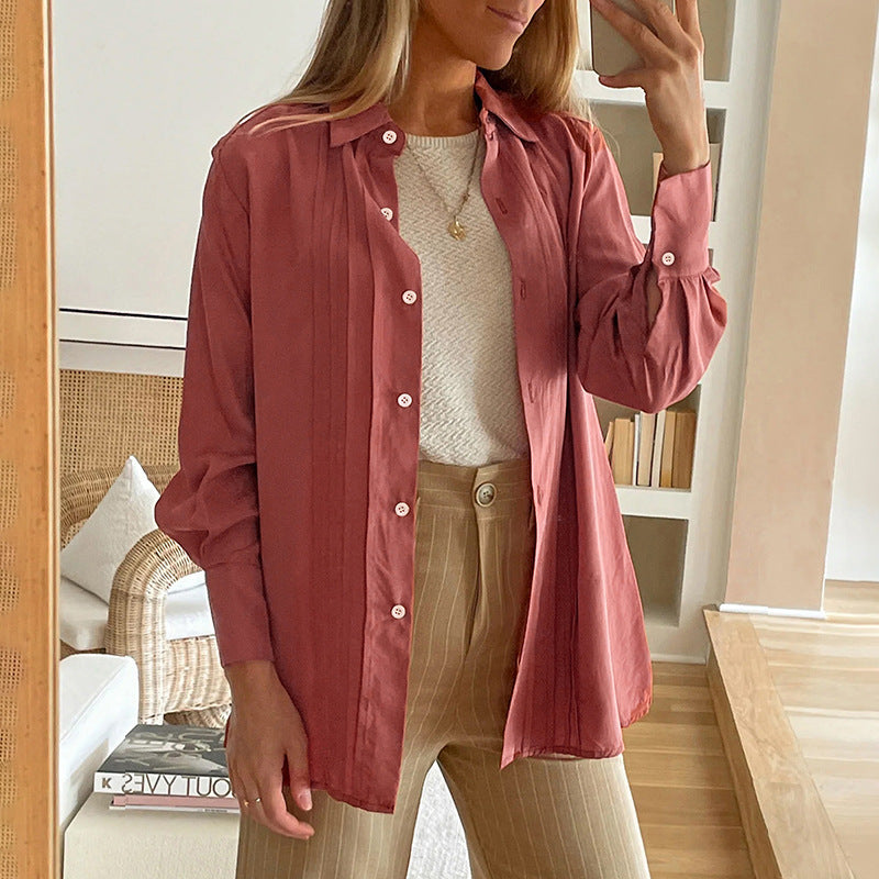 Cardigan Single-breasted Lapel Long Sleeve Shirt Women's Fashion