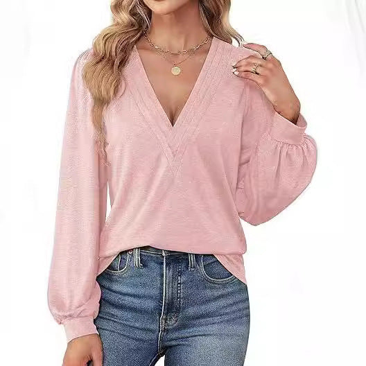 V-neck Casual Long Sleeve Top