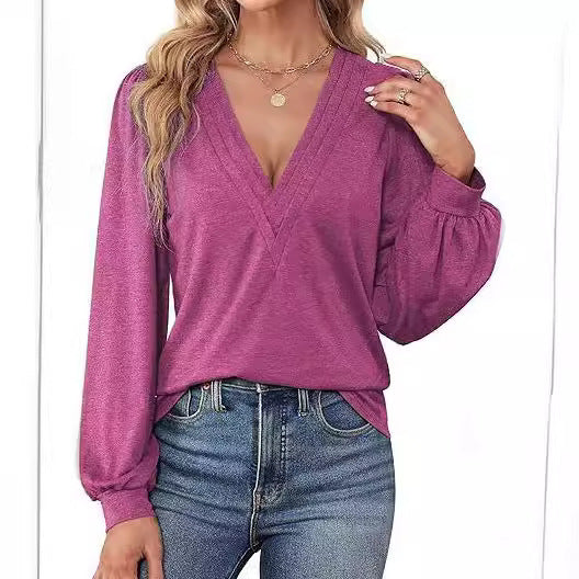 V-neck Casual Long Sleeve Top